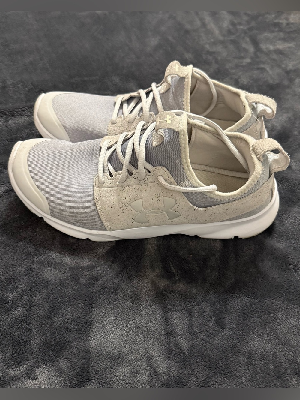 Under Armour Women’s Light Gray Suede-Accent Athletic Sneakers